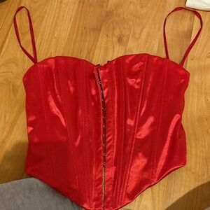 Windsor Red Satin Corset Top